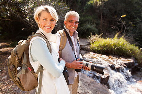 Older couple hiking